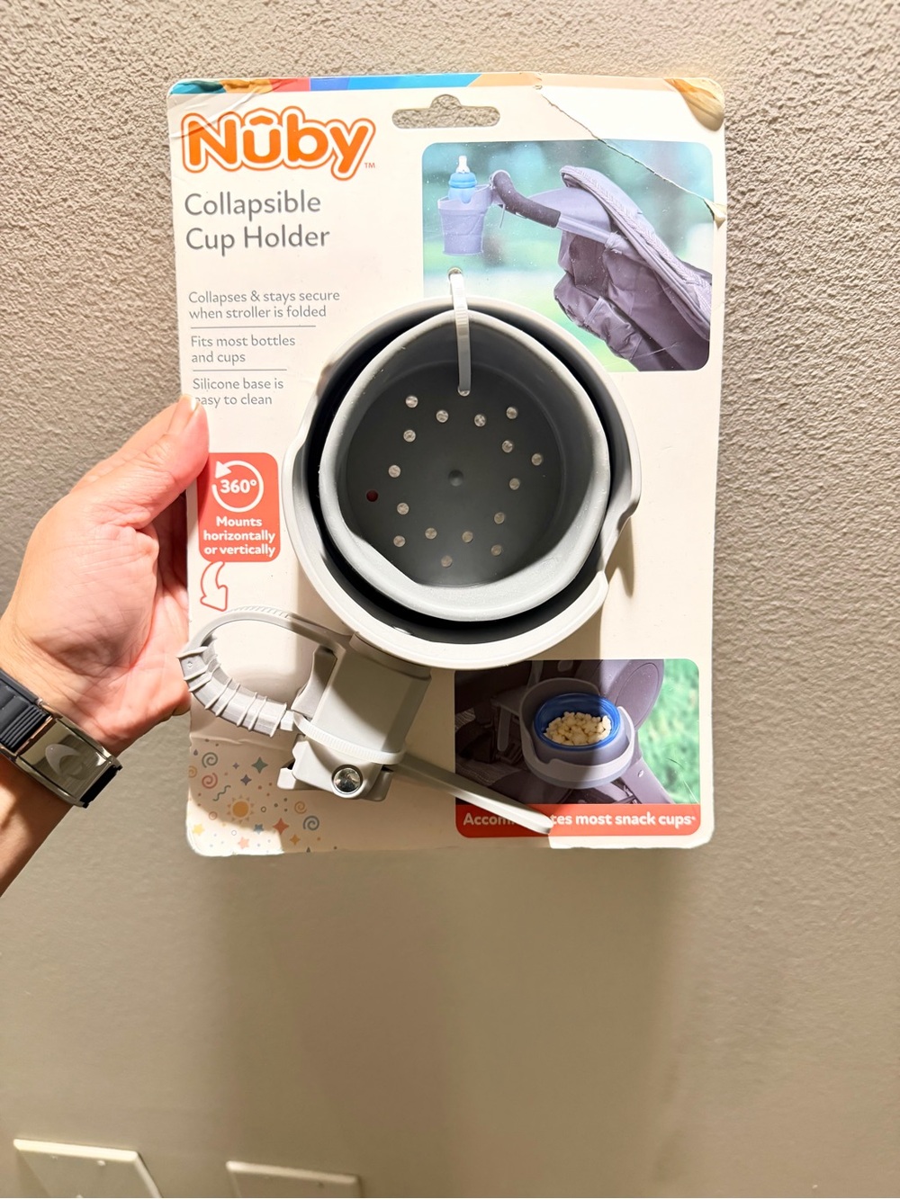 Nûby Gray Collapsible Cup Holder for Strollers